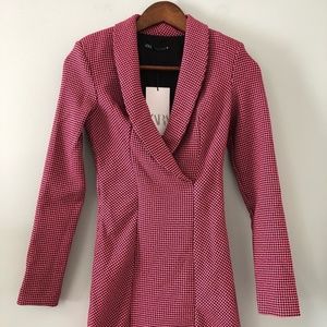 Zara Barbiecore Barbie Pink & Black Houndstooth Blazer Dress Size XS